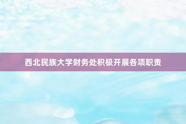 西北民族大学财务处积极开展各项职责